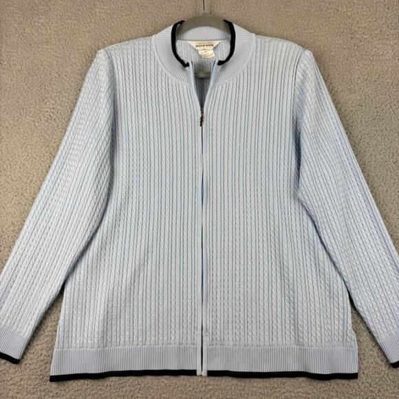 Misook Cardigan XL Santana Knit Blazer Minimalist Lightweight Office Career Blue - Picture 1 of 9